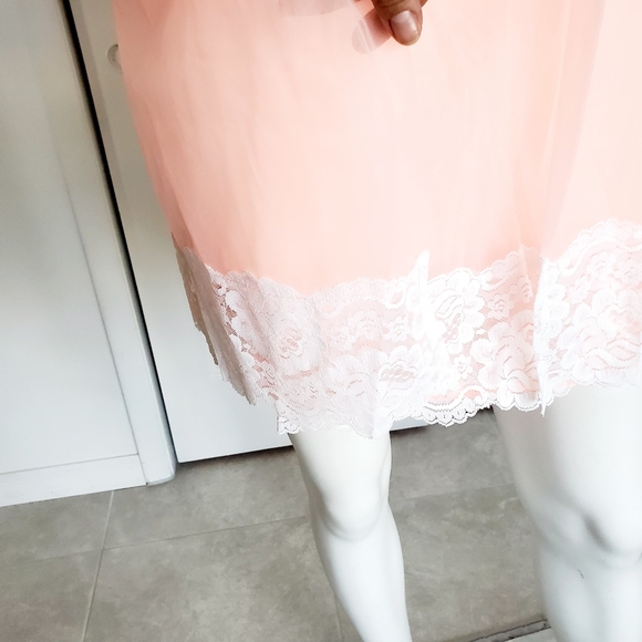 Dunlon vintage 1970s Short neon Night Gown lace - Picture 6 of 16